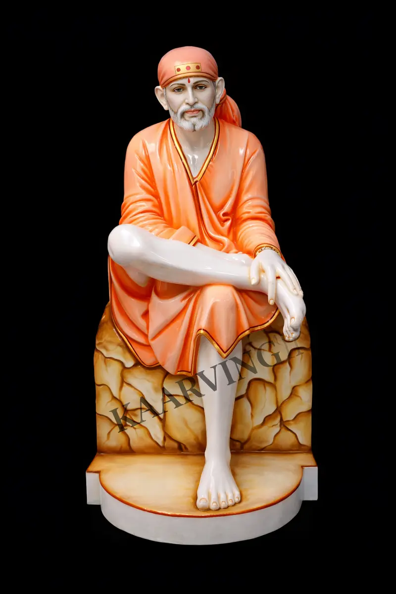 Handmade Sai Baba marble statue manufacturer in Jaipur by Kaarving